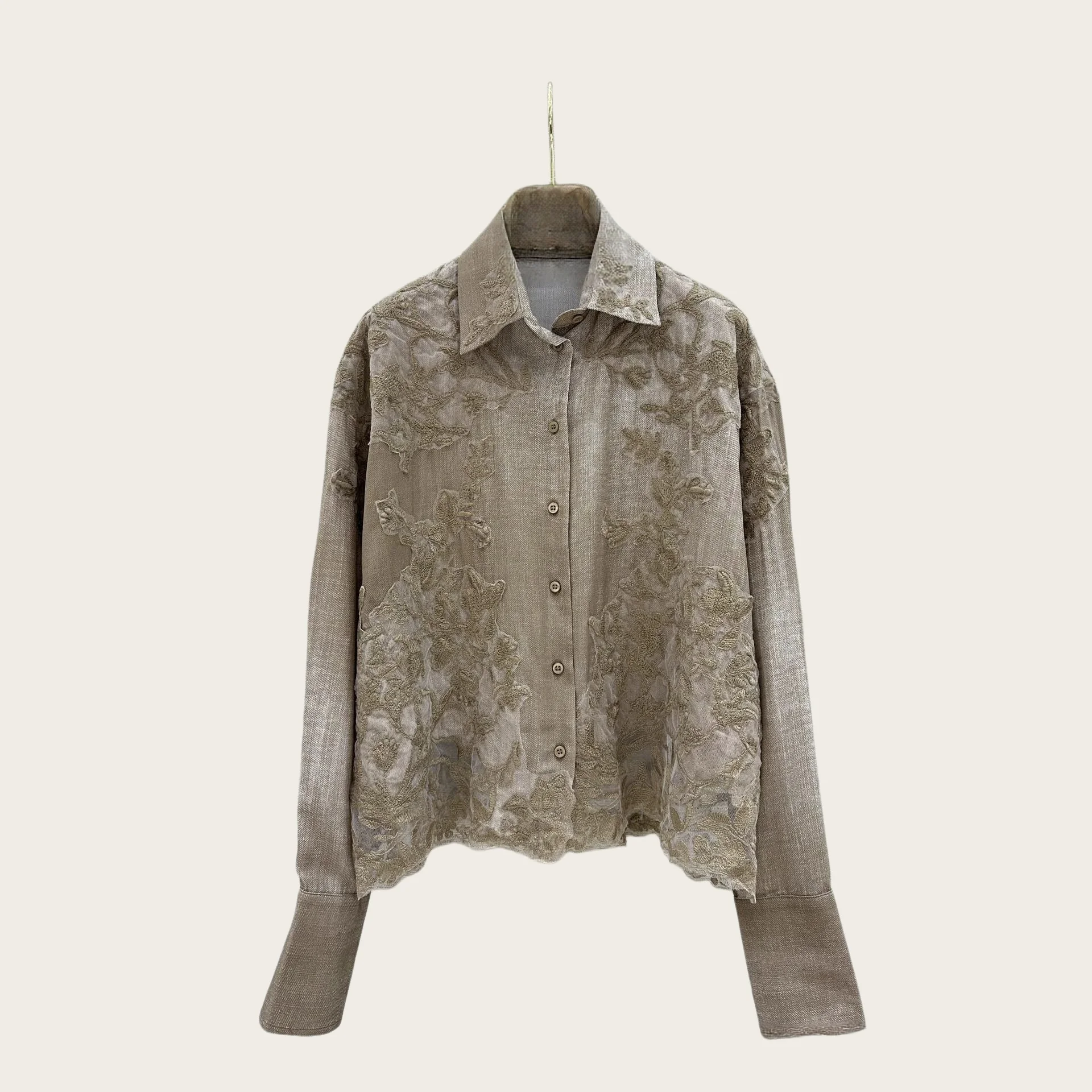 Vintage Floral Embroidery Lapel Shirt Women Long Sleeve Loose Blouse - AliExpress Shirts & Blouses