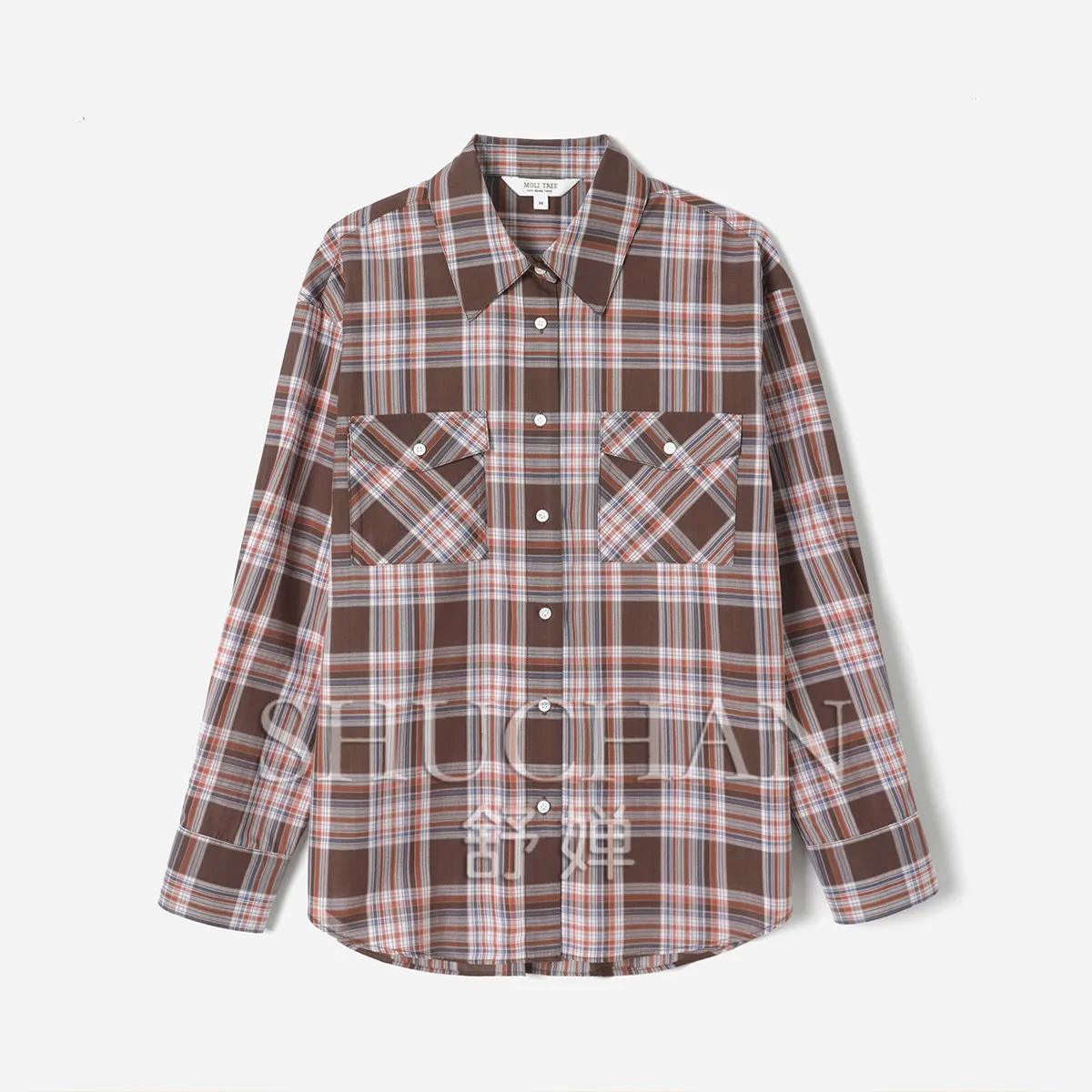 SHUCHAN SHIRT WOMEN Retro Color Plaid Lapel Pocket Cotton Comfortable Long Sleeve Shirt - AliExpress Shirts & Blouses