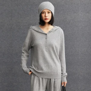 2026 Women Buttons Hooded Pullover Spring Autumn High Quality 100% Cashmere Sweater Casual Hoodies Knitwears Women Clothing Tops - AliExpress Sweaters&Jumpers