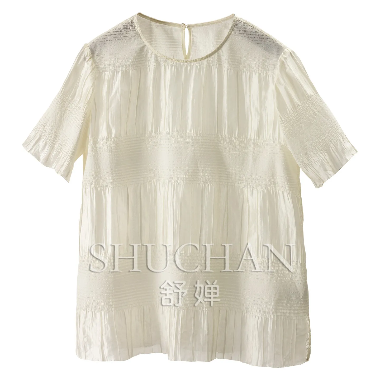 T special woven bubble crepe, Ark God thin bean edge elastic silk shirt H women's 51M9 special - AliExpress Shirts & Blouses