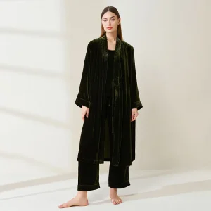 Real Silk Velvet Pajamas Set for Women 3 Piece Kimono Robe Camisole Pants Mulberry Silk Pajama Bathrobe Loungewear Luxury Gift - AliExpress Women's Sleep & Lounge