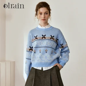 OLrain Women's Knitted Sweaters O-neck Jacquard Pullover Sweater 2026 Casual Loose Long Sleeve Sweater Woman Tops O57QM000926 - AliExpress Sweaters&Jumpers