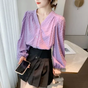 New 2024 Women's Long Sleeve Versatile Shirt Autumn Winter Cleanfit Style Poly Fabric A-Line Sleeve Thin Non-Shrinkage - AliExpress Shirts & Blouses