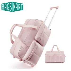 BAGSMART Rolling Duffle Bag with Wheels Waterproof Women's High-Quality Boston Bag Carry-On Suitcase for Travel Essentials - AliExpress Travel Bags