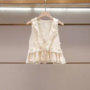Sweet Style Lace Splice V-neck Belted  Shirt for Women High-end Summer New Arrival by Nanyou Commuter Style No Stretch - AliExpress Shirts & Blouses