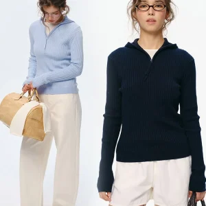 Women's Slim Fit Long Sve Knitted Woolen Hoodie f Zipper Casual Top Soft Comfortable Commute Sle Basic Color Blo - AliExpress Sweaters&Jumpers