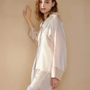 19MM 100% Mulberry Silk Women's Elegant Pajamas 2 Piece Suit Luxury Casual Raglan Long Sleeve Cardigan Pajama Lapel Loungewear - AliExpress Women's Sleep & Lounge