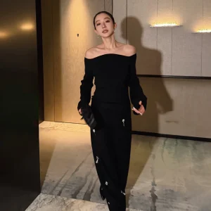 mat LiHuiEr Knitted Sweater Women's One-oulder Woolen Top Warm Casual Long Sve Mid-Thi Pure Color Winter Faion - AliExpress Sweaters&Jumpers