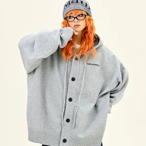 Lazy College Sle Women's Open Cardigan Sweater Hooded Knitted Jaet Loose Fit American Streetwear Winter New Arrival - AliExpress Sweaters&Jumpers
