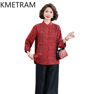 KMETRAM 100% Mulberry Silk Blouse Women 2026 Spring High-end Xiangyunsha Chinese-style Long-sleeved Floral Shirts Blusa Feminina - AliExpress Shirts & Blouses