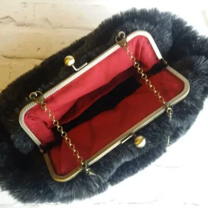 LOST IN VINTAGE Fur Fabric Soft Fur Balls Bronze Kiss-lock Antique Frame Bags Large Purse Clutch Large Puffy Purse 35x30x10cm - AliExpress Women's Handbags
