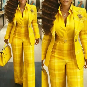 Elegant Grid Women's Suits 2 Pieces Blazer Pant Single Breasted Party Commuter Style Coat Lady Business Customized - AliExpress Women's Sleep & Lounge