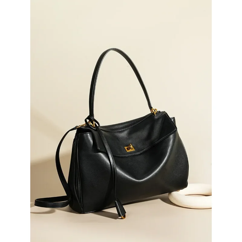 New Women's Large Capacity Leather Rodeo Bag Fashion Advanced Lock Design High Sense Underarm Shoulder Bag - AliExpress Women's Handbags