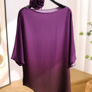 adual Color Silk irt Asymmetrical ort Sve One-oulder Embroidered Decorated 3D Flowers Silk Women's Top - AliExpress Shirts & Blouses
