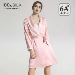Luxury 100% Mulberry Silk Robe for Women High End Antibacterial Morning Gown Kimono Bathrobe Loungewear Homewear - AliExpress Women's Sleep & Lounge