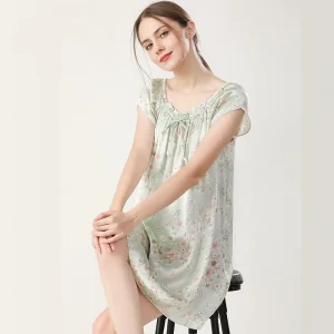Hot Selling Women's Summer Short Sleeved Silk Pajamas  Plus Size  Loose Fit  Silk Lounge Wear Nightgown Breathable Sweet XL Size - AliExpress Women's Sleep & Lounge