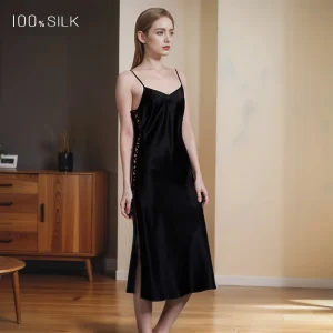 2026 New Style 19 Momme Heavyweight Silk Nightgown Women 100% Mulberry Silk Sexy Backless Slit Spaghetti Strap Long Dress  XL - AliExpress Women's Sleep & Lounge