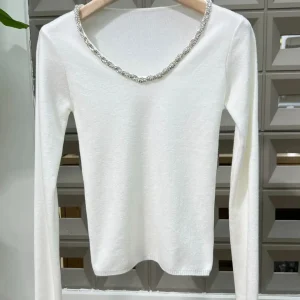 Autumn New Hot Style High-End Luxury Chic Handmade Rhinestone Round Neck Knitted T-Shirt Women's Casual Fashion Long Sleeve Top - AliExpress Sweaters&Jumpers