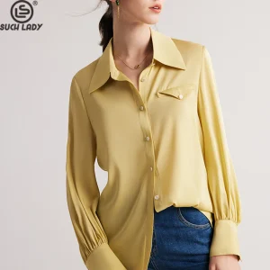 Women's Natural Shirt Turn Down Collar Long Sleeves Flap Elegant Fashion Blouse Tops - AliExpress Shirts & Blouses