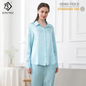 BirdTree,OEKO-TEX,19MM 100% Real Silk Pajamas Set,Women Long Sleeve Top Pants,Sleep Home Clothes, 2025 Autumn Winter P5N812JF - AliExpress Women's Sleep & Lounge