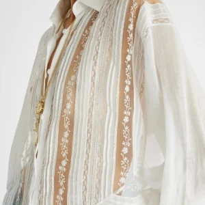 2025 New Arrival Women White Ramie Shirt Fashion Transparent Patchwork Lace Embroidery Loose Blouse - AliExpress Shirts & Blouses