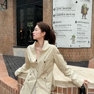 WizAann Vintage Handmade Button Women's Slim Fit Pure Color Shirt Cotton Breathable V-neck Long Sleeve Commute Style - AliExpress Shirts & Blouses