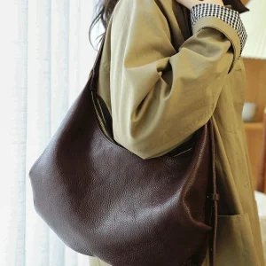 PNDME Simple fashion high-quality first layer cowhide women's shoulder bag casual designer handmade genuine leather underarm bag - AliExpress Women's Handbags