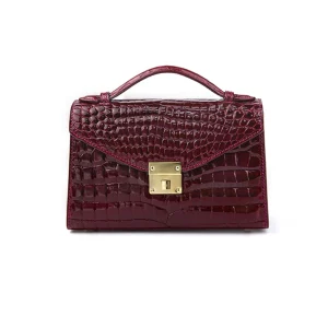 envlang High Gloss women Crocodile bag female Handbag Customizable wine red fashion - AliExpress Women's Handbags