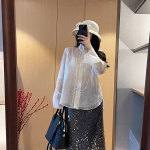 Elegant Chinese Style Double Layer Silk Shirt Women's Long Sleeve Thin Transparent Layering Spring Summer Top Skin Friendly B... - AliExpress Shirts & Blouses