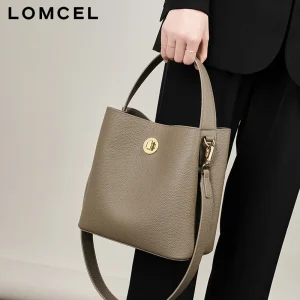 LOMCEL 34 New autumn-winter style handbag for women. Bucket bag made of genuine leather. Women's shoulder bag with slanted strap - AliExpress Women's Handbags