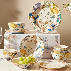 Fine China Kitchen Dinner Set Guests Gift Women Party Plates Dinnerware Sets Ceramic Breakfast Juego De Vajilla Completa Dishes - AliExpress Kitchen,Dining & Bar