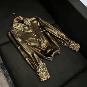 Retro Style Women's Long Sleeve Shirt Heavy Embroidery  Edition Turn-down Collar Slim Fit Fashionable Top P214 - AliExpress Shirts & Blouses