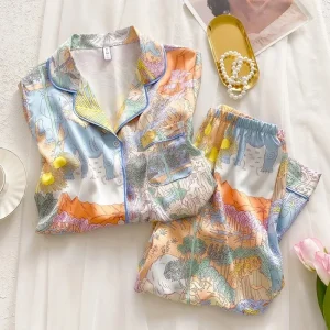 Women's Light Luxury Silk Pajamas Set Fashionable Long Sleeve Pants Mulberry Silk Loungewear  Spring Summer Autumn Comfort Cozy - AliExpress Women's Sleep & Lounge