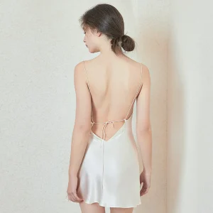Summer Solid Color Thin Breathable V-Neck Embroidery Silk Nightdress Big Halter Design 100% Mulberry Silk Suspender Skirt Soft - AliExpress Women's Sleep & Lounge