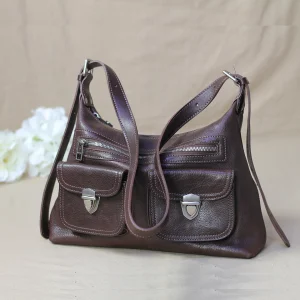 Retro Biker Style Tanned Cowhide Leather Crossbody Bag Women Large Capacity Commuter Single Shoulder Bag Detachable Strap - AliExpress Women's Handbags