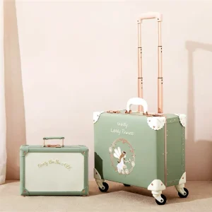 New Vintage Floral PU Rolling Luggage sets,12"16"18"inch Women Cute Trolley Suitcase Travel Bag Carry ons with Universal Wheels - AliExpress Luggage