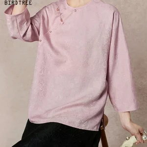 BirdTree-19MM 93.8%Silk 6.2%Polyester Elegant Shirt, 3/4 Sleeve Jacquard, Women Fashion Loose Blouse, 2026 Summer New T63746CC - AliExpress Shirts & Blouses