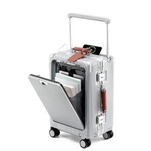 Front Opening Suitcase Wide Handle Trolley Travel Women Rolling Luggage with Aluminum frame TSA Lock USB Port 20/24/26inch Men - AliExpress Luggage