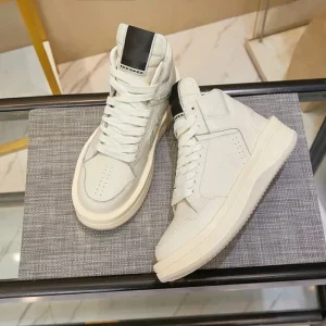 High-Top Leather Sneakers Men Women Chunky Platform Casual Shoes Unisex Couples Round Toe Rubber Sole Athletic Footwear - AliExpress Sneakers