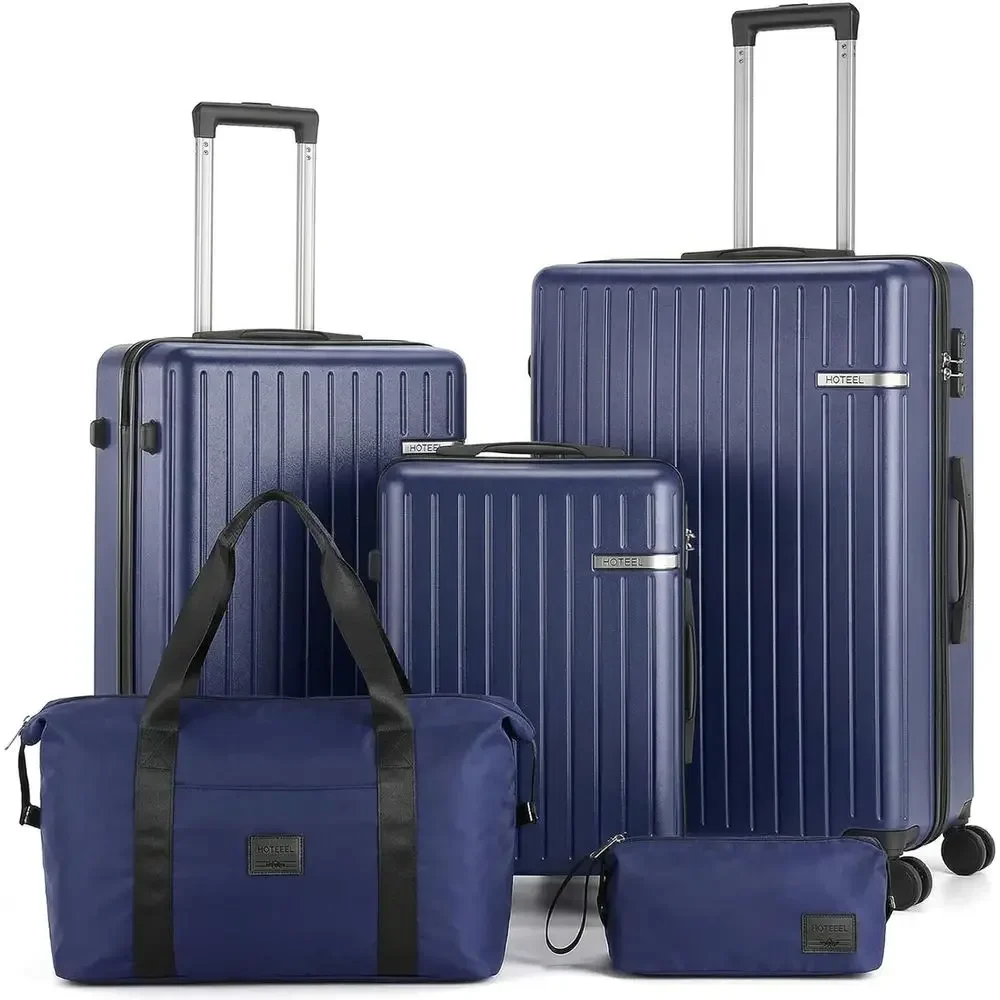 5 Piece Large Set Hardshell Carry-On Suitcase with Spinner Wheels & TSA Lock, Ideal for Men & Women, Travel, Royal Blue (20/24/2 - AliExpress Luggage