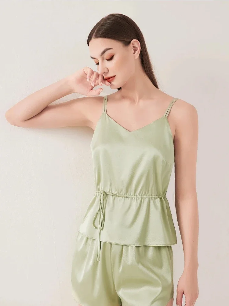 Heavy Mulberry Silk Pajamas Women Camisole Shorts and Trousers Three-piece Set Casual Summer Cami Pajama Loungewear Lingerie PJs - AliExpress Women's Sleep & Lounge