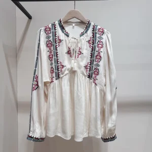 Elegant Style Long Sleeve round Neck Shirt Heidd BA2026 Spring Summer Ethnic Style Embroidery Belt Design Women's Fashion - AliExpress Shirts & Blouses