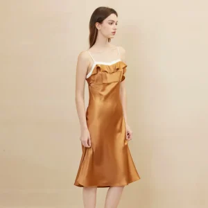 Elegant 100% Mulberry Silk Suspender Dress with Embroidery and Back Cutout, Comfortable Sexy Nightwear - AliExpress Women's Sleep & Lounge