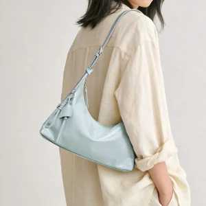 ITAMOOD Waxed Cowhide Hobo Bag, Luxury Genuine Leather Blue Shoulder Bag for Women, Multi-pocket Commuting Handbag Gift - AliExpress Women's Handbags
