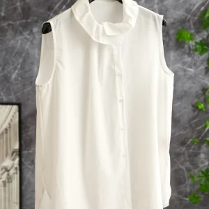 Ele White Svel irt Floral Collar Inner Wear Layering Vest Top Women's Original Design Cotton Blend Breathable - AliExpress Shirts & Blouses