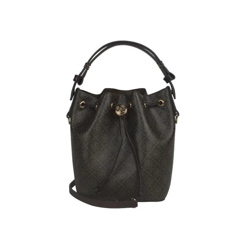 TORY BURCH T Monogram Raffia Bucket Bag in Black Coffee 164889 - AliExpress Women's Handbags