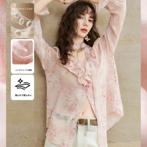 Silk Chiffon Shirt Women's Early Spring Double Gauze Silk Ribbon Lightweight French Mambu Women's Top V-neck Long Sleeve - AliExpress Shirts & Blouses