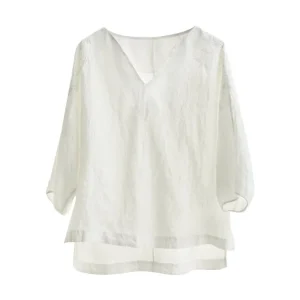 Original Women's Loose Fit Long Sleeve V-Neck Linen Shirt Embroidered Artistic Style Early Autumn New Arrival Fashion Ladies'... - AliExpress Shirts & Blouses