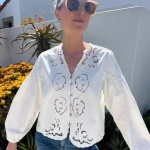 Retro Laser Embroidery Denim irt Loose Slimming Top Heavy Floral Pattern Cotton Long Sve Women's Faion Autumn Winter - AliExpress Shirts & Blouses