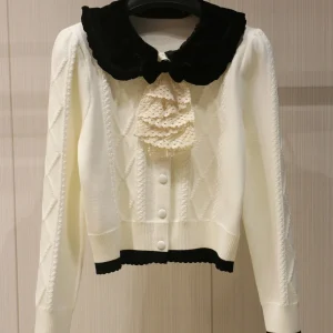 French Doll Collar Bowknot Knitted Cardigan for Women 2026 Spring and Autumn New Fashion Long Sleeve Elegant Sweater Coat - AliExpress Sweaters&Jumpers